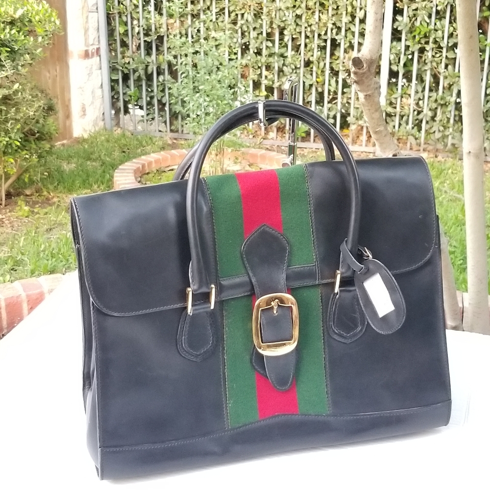 Auth Vintage Gucci Web Rare UNISEX Boston Carryall weekender mini luggage XL bag - Picture 9 of 16